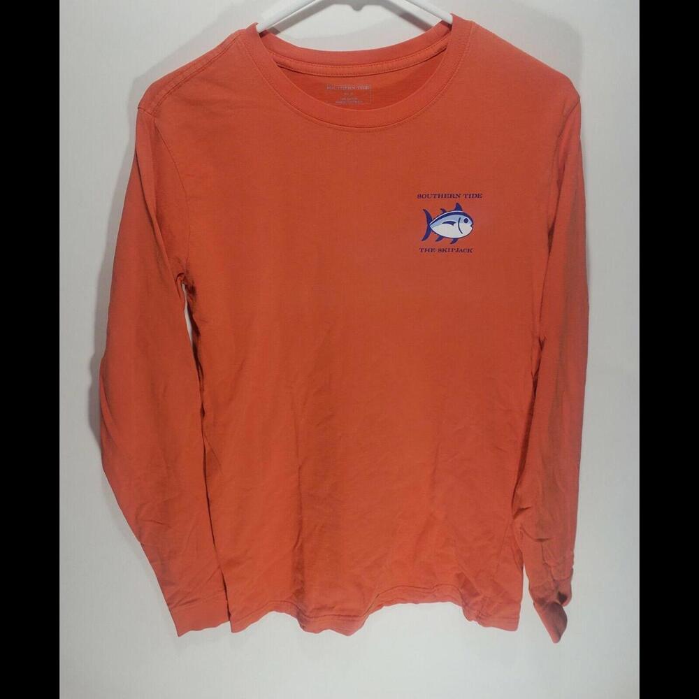 Mens Southern Tide The Skipjack Coral Long Sleeve Pullover Shirt Logo Size Small